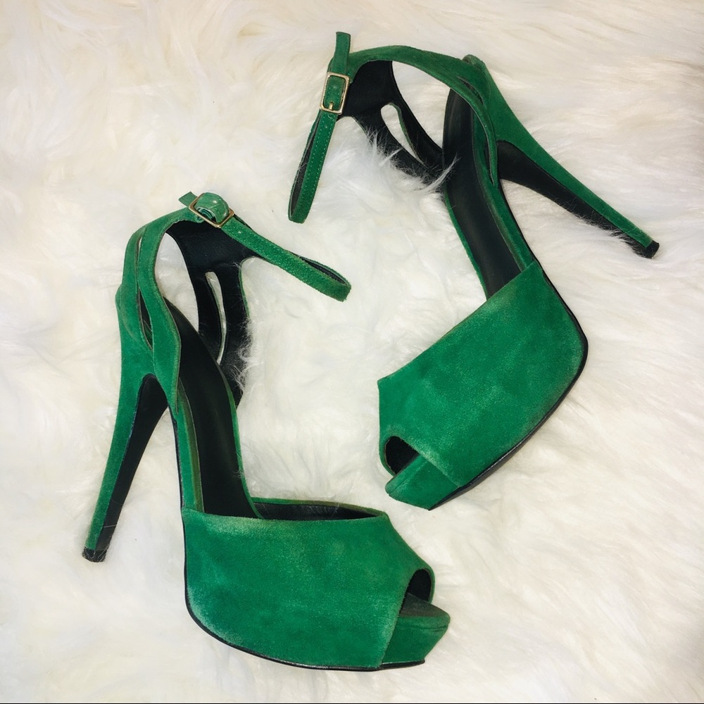 Green Suede Heels